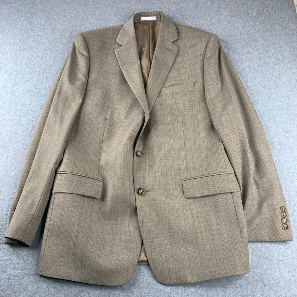 Lauren Ralph Lauren‎ Blazer 42L Brown Wool Blend Natural Stretch Jacket